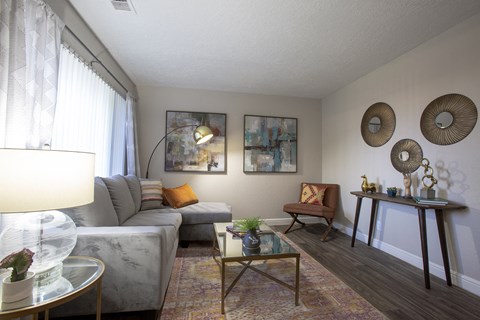 Living room at Villas de la Terraza Apartments in Albuquerque NM October 2020